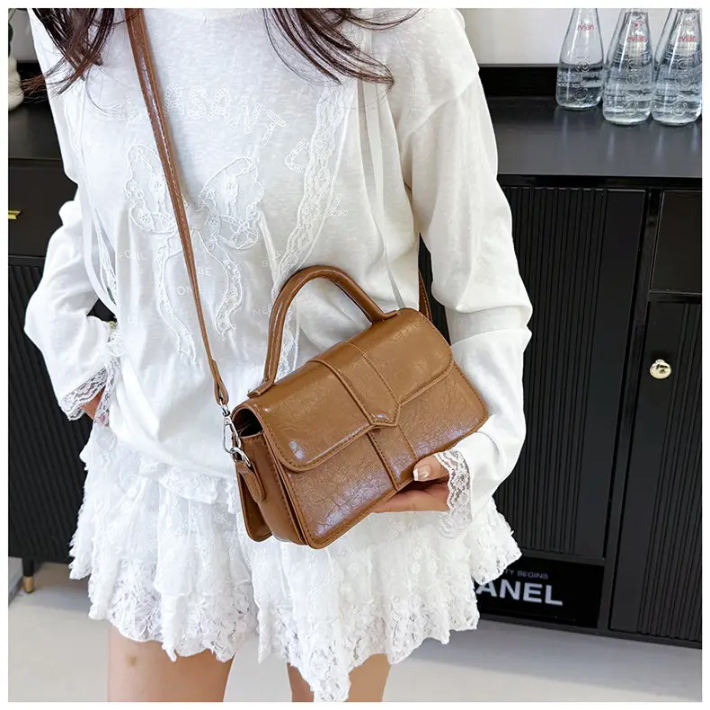 Black Square Crossbody Bag with Yellow Strap — feature 16