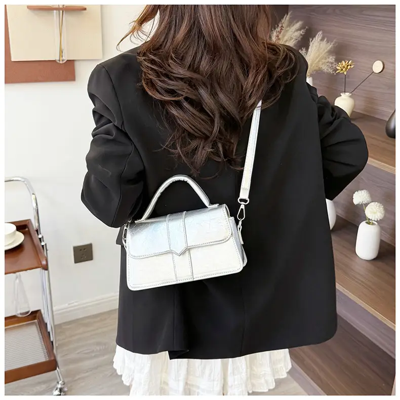 Black Square Crossbody Bag with Yellow Strap — feature 21