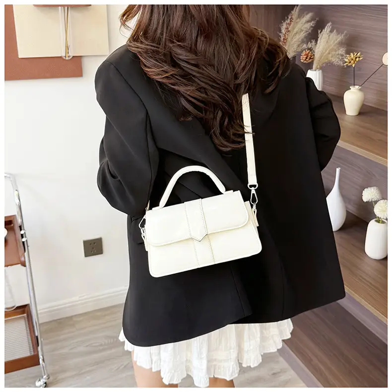 Black Square Crossbody Bag with Yellow Strap — feature 24