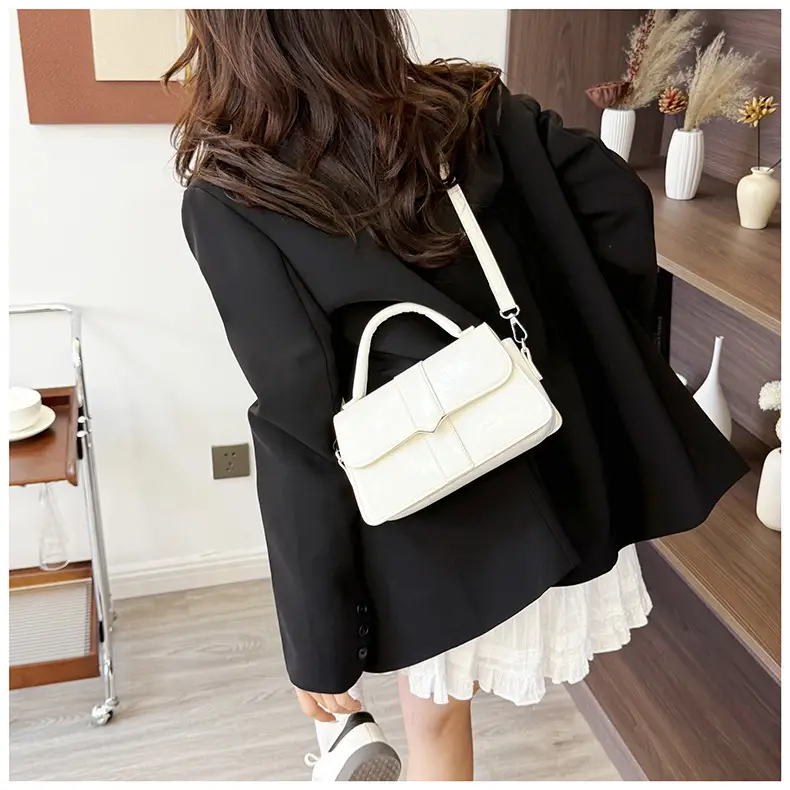 Black Square Crossbody Bag with Yellow Strap — feature 25
