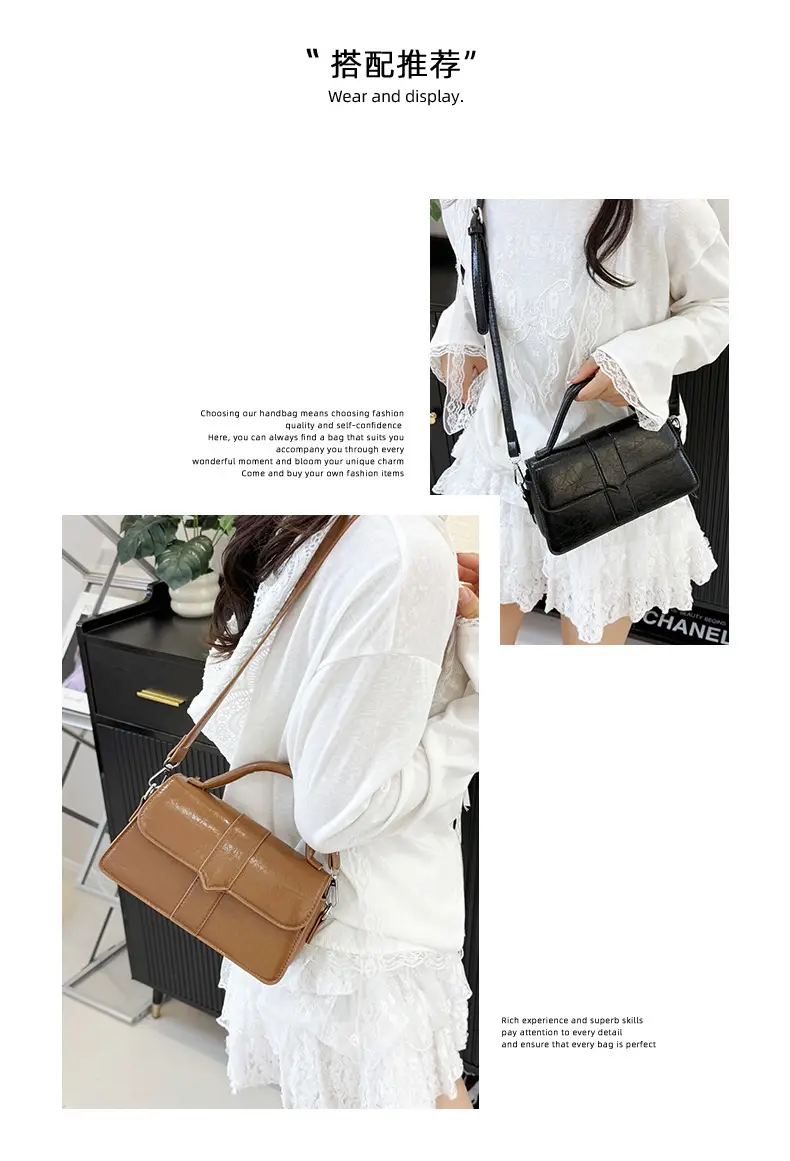 Black Square Crossbody Bag with Yellow Strap — feature 4