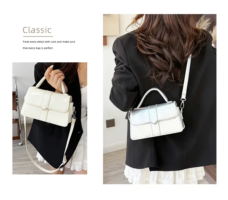 Black Square Crossbody Bag with Yellow Strap — feature 5
