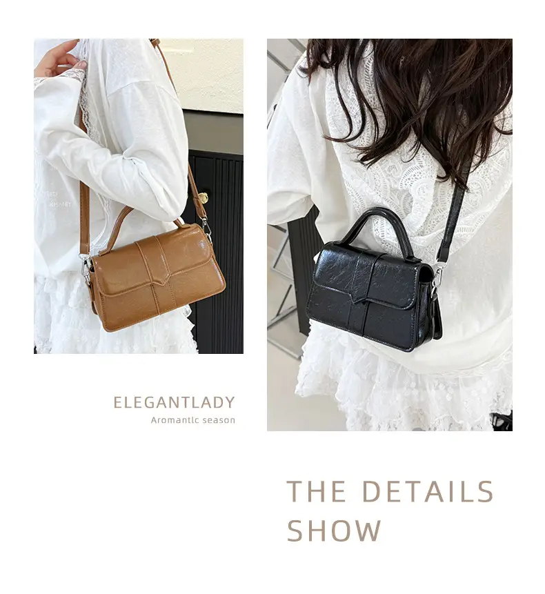 Black Square Crossbody Bag with Yellow Strap — feature 6