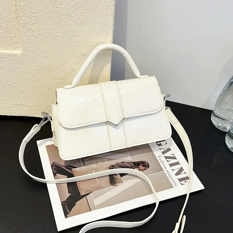 Black Square Crossbody Bag with Yellow Strap