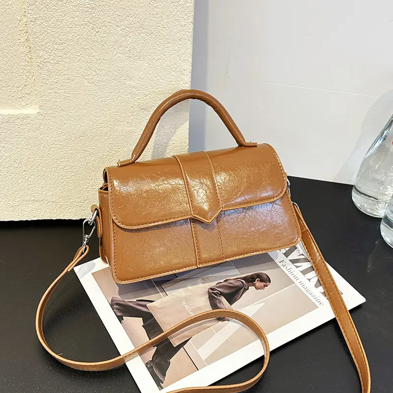 Black Square Crossbody Bag with Yellow Strap