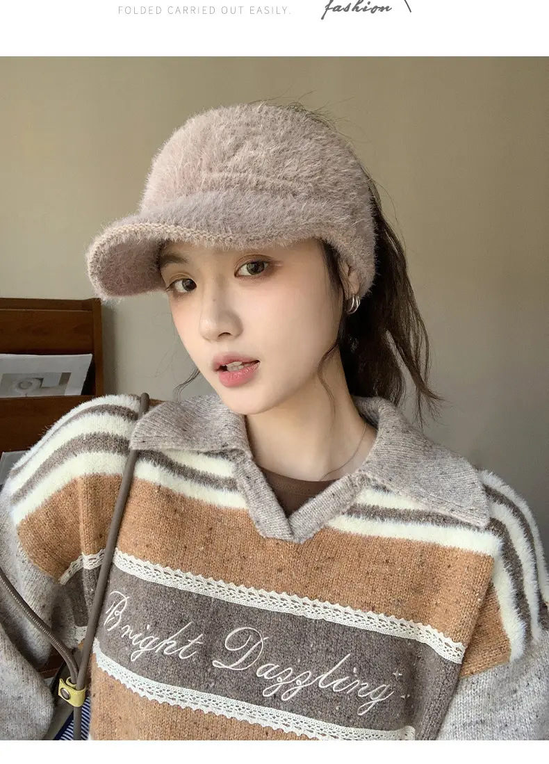Women's Plush Korean Style Hat with Ear Protection — feature 9