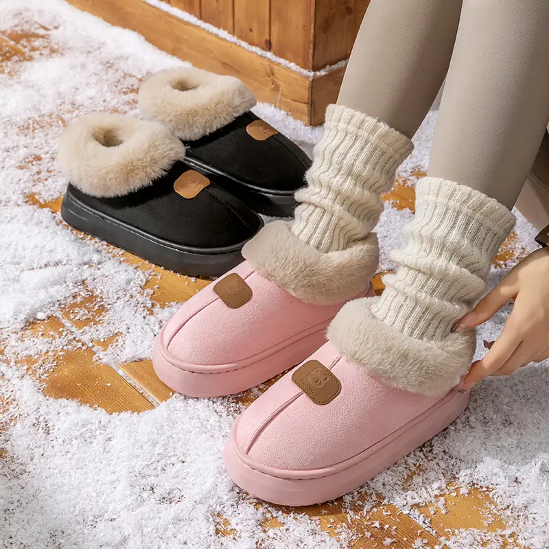 Cotton Slippers for Women, Plush, Warm, Non-Slip, Indoor Home Use, Suede Cotton Shoes for Men, Thickened for Outdoor Wear, Couple Style - Image 9