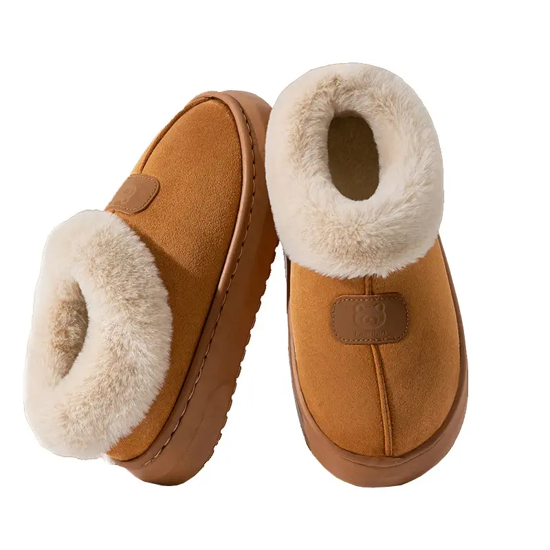 Cotton Slippers for Women, Plush, Warm, Non-Slip, Indoor Home Use, Suede Cotton Shoes for Men, Thickened for Outdoor Wear, Couple Style - Image 10
