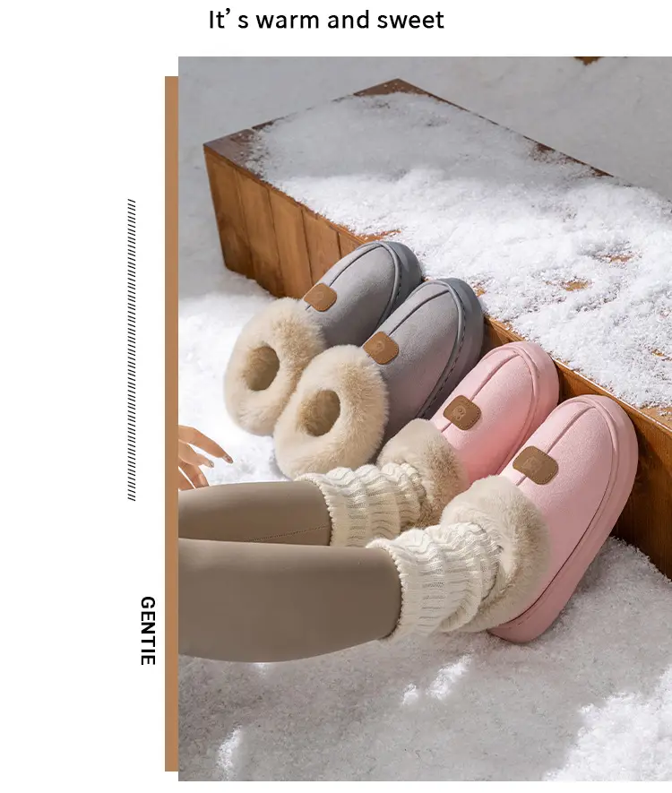 Cotton Slippers for Women, Plush, Warm, Non-Slip, Indoor Home Use, Suede Cotton Shoes for Men, Thickened for Outdoor Wear, Couple Style — feature 15