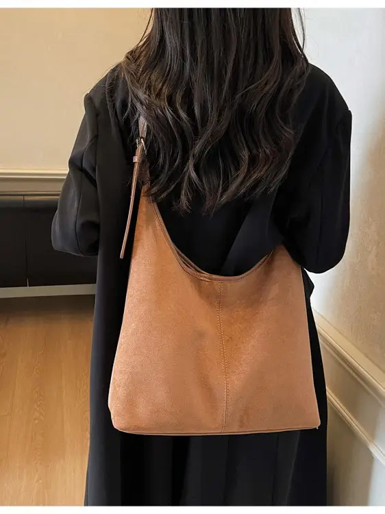 Black Suede Shoulder Crossbody Bag for Women Large Capacity 2026 - Image 6