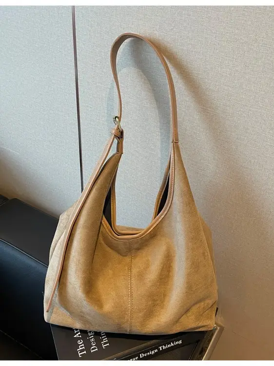 Black Suede Shoulder Crossbody Bag for Women Large Capacity 2026 - Image 8