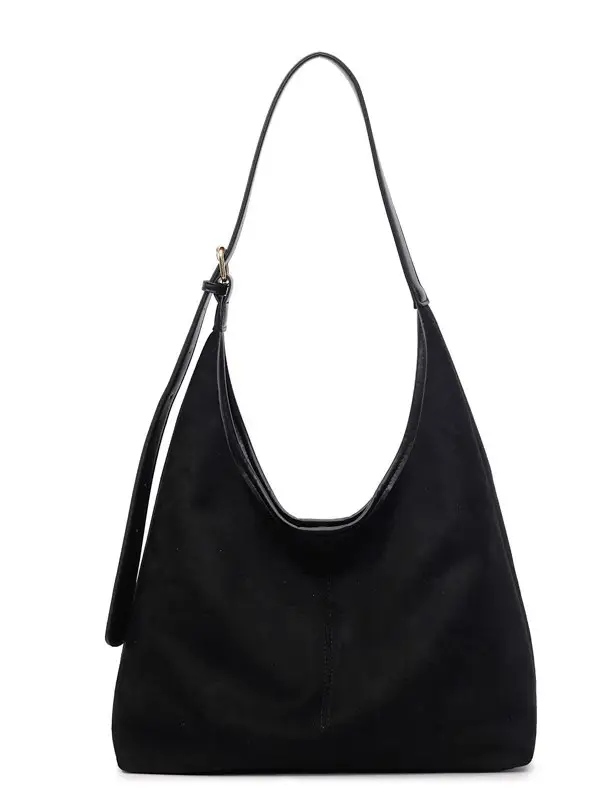 Black Suede Shoulder Crossbody Bag for Women Large Capacity 2026 - Image 9