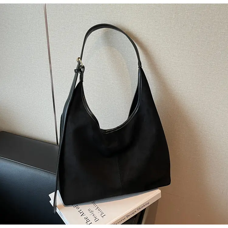 Black Suede Shoulder Crossbody Bag for Women Large Capacity 2026 — feature 11
