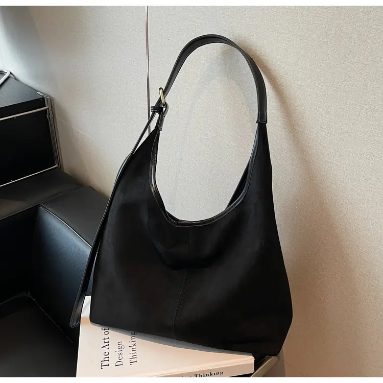Black Suede Shoulder Crossbody Bag for Women Large Capacity 2026 — feature 12