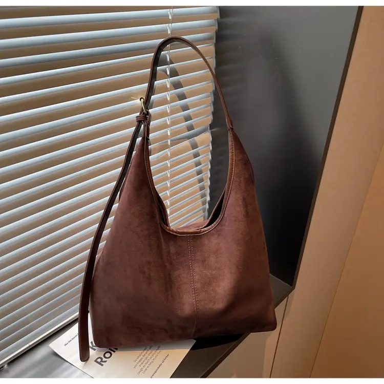 Black Suede Shoulder Crossbody Bag for Women Large Capacity 2026 — feature 13