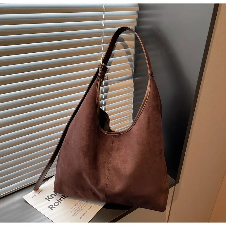 Black Suede Shoulder Crossbody Bag for Women Large Capacity 2026 — feature 14