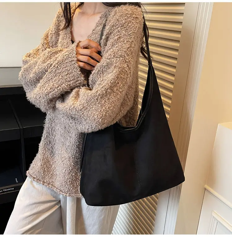 Black Suede Shoulder Crossbody Bag for Women Large Capacity 2026 — feature 18