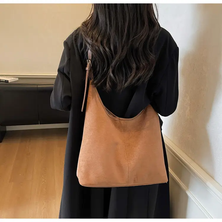 Black Suede Shoulder Crossbody Bag for Women Large Capacity 2026 — feature 21