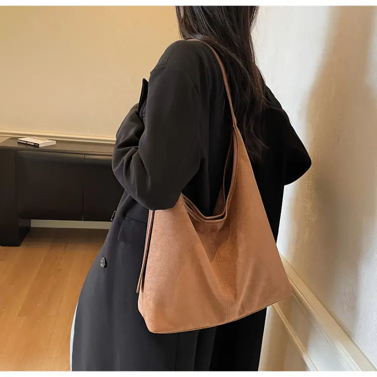 Black Suede Shoulder Crossbody Bag for Women Large Capacity 2026 — feature 22