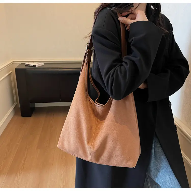 Black Suede Shoulder Crossbody Bag for Women Large Capacity 2026 — feature 24