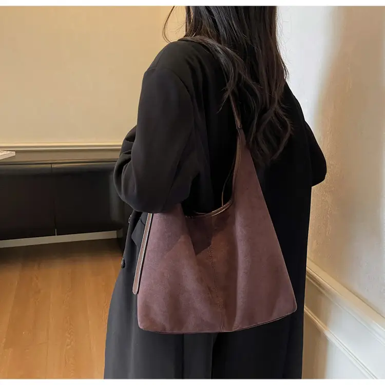 Black Suede Shoulder Crossbody Bag for Women Large Capacity 2026 — feature 25