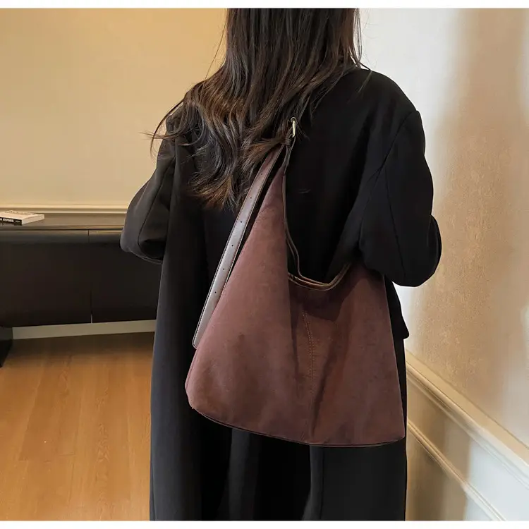 Black Suede Shoulder Crossbody Bag for Women Large Capacity 2026 — feature 26