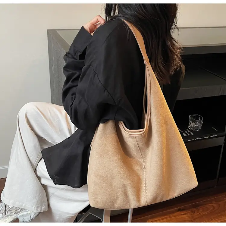 Black Suede Shoulder Crossbody Bag for Women Large Capacity 2026 — feature 28