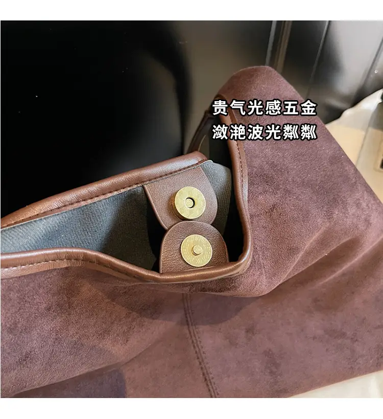Black Suede Shoulder Crossbody Bag for Women Large Capacity 2026 — feature 4