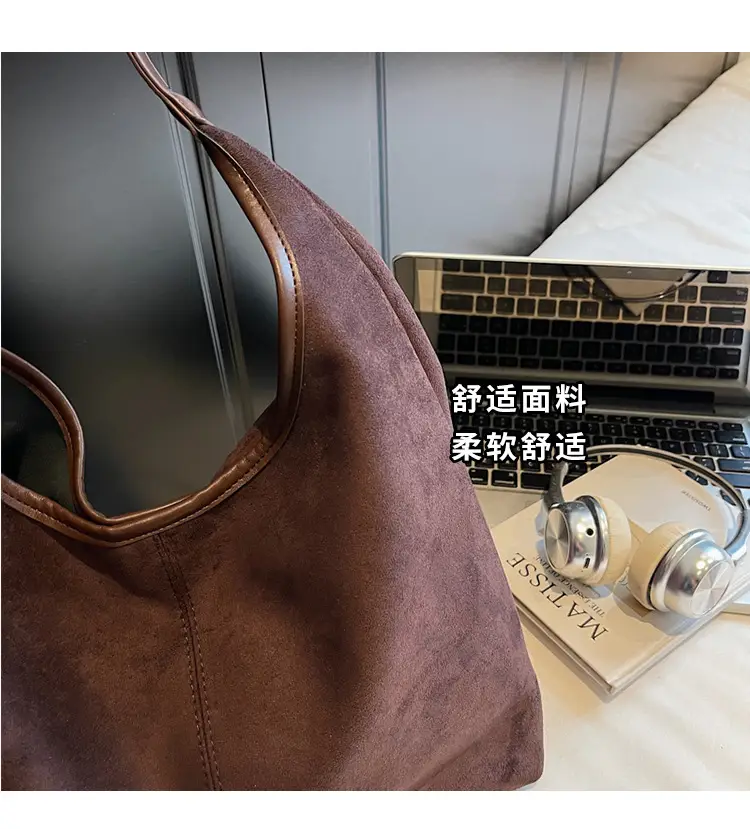 Black Suede Shoulder Crossbody Bag for Women Large Capacity 2026 — feature 6