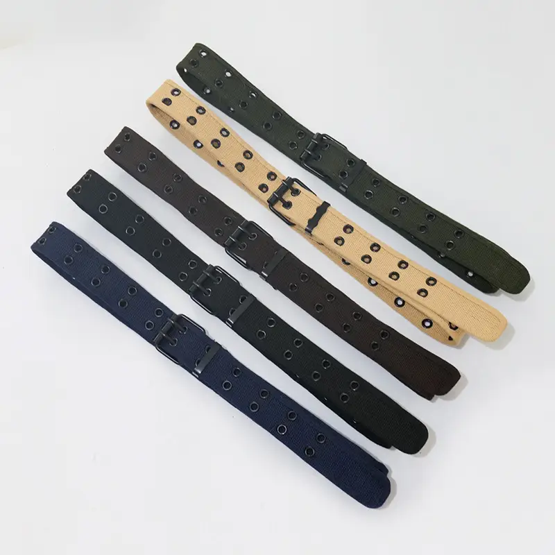 Double Buckle Belt for Men Women Workwear Ins Punk Double Pin Buckle Trouser Belt