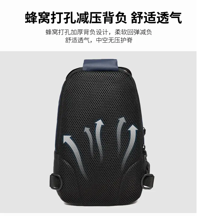 New Arrival Casual Crossbody Bag for Men Blue Black Large Capacity — feature 10
