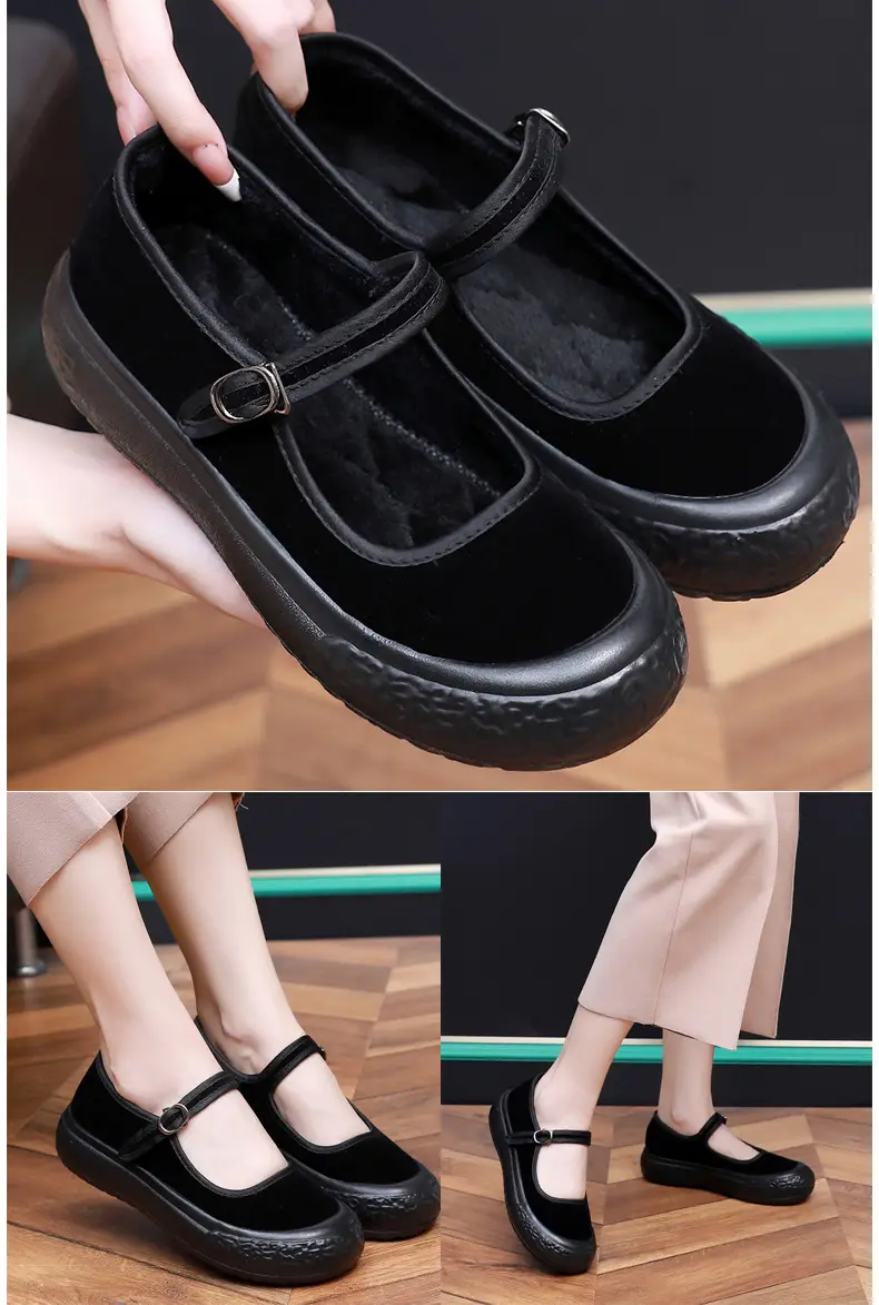 Old Beijing Cloth Shoes for Women in Winter, Fleece-Lined Warm Work Shoes, Soft-Soled Cotton Shoes, Hotel Work Shoes That Will Not Tire Your Feet after Standing for a Long Time — feature 13
