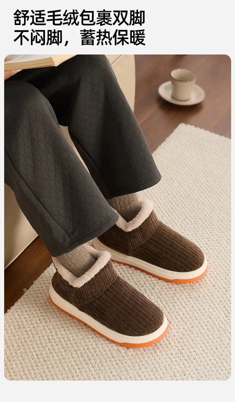 Qidan Shoe Factory Elderly Cotton Slippers Women's Autumn and Winter Indoor Home Fleece-Lined Warm Thick-Soled Non-Slip Bag Heel Cotton Shoes — feature 3
