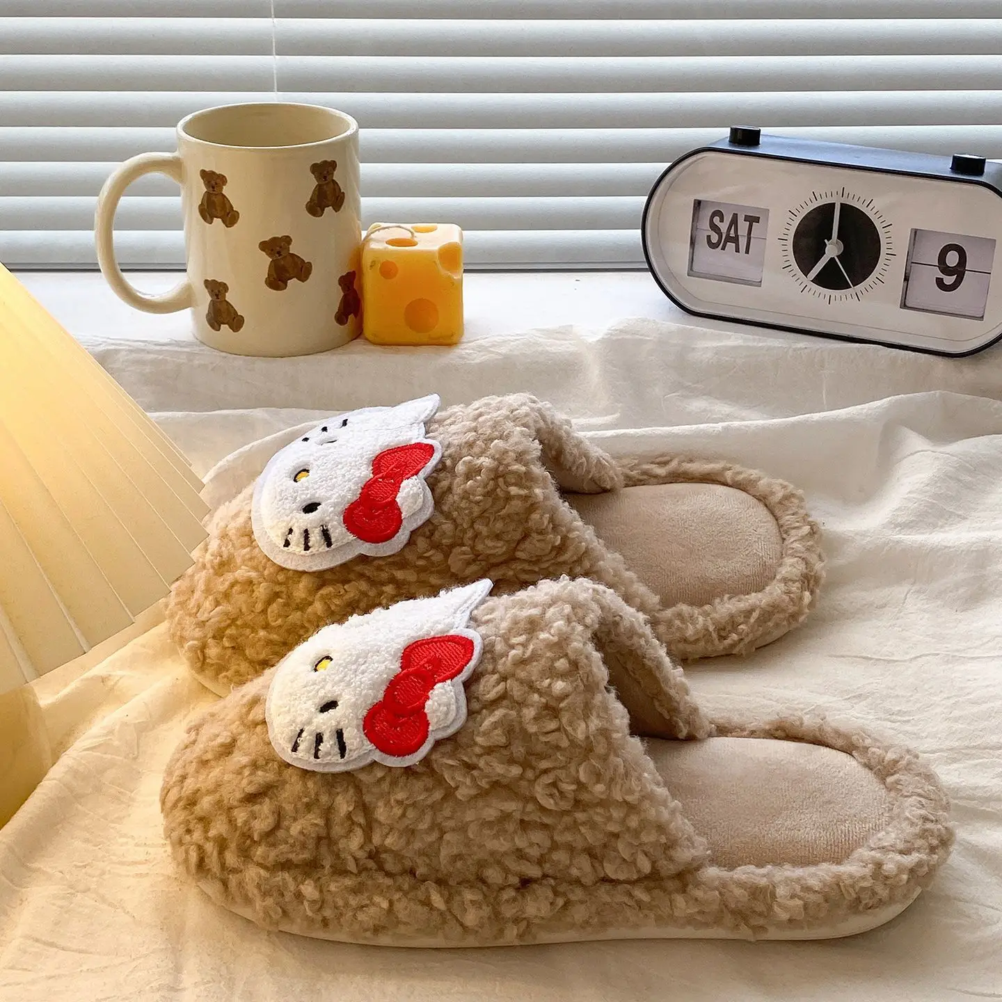 Cartoon Cat Cotton Slippers for Women Warm Indoor Wear