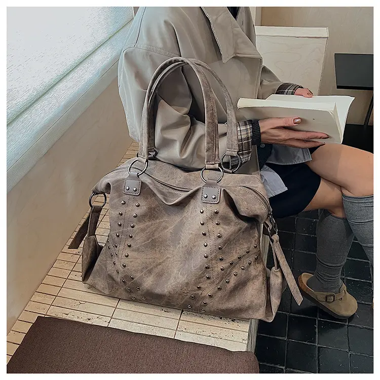 Women Rivet Bag Large Capacity Satchel Commuter Tote — feature 16