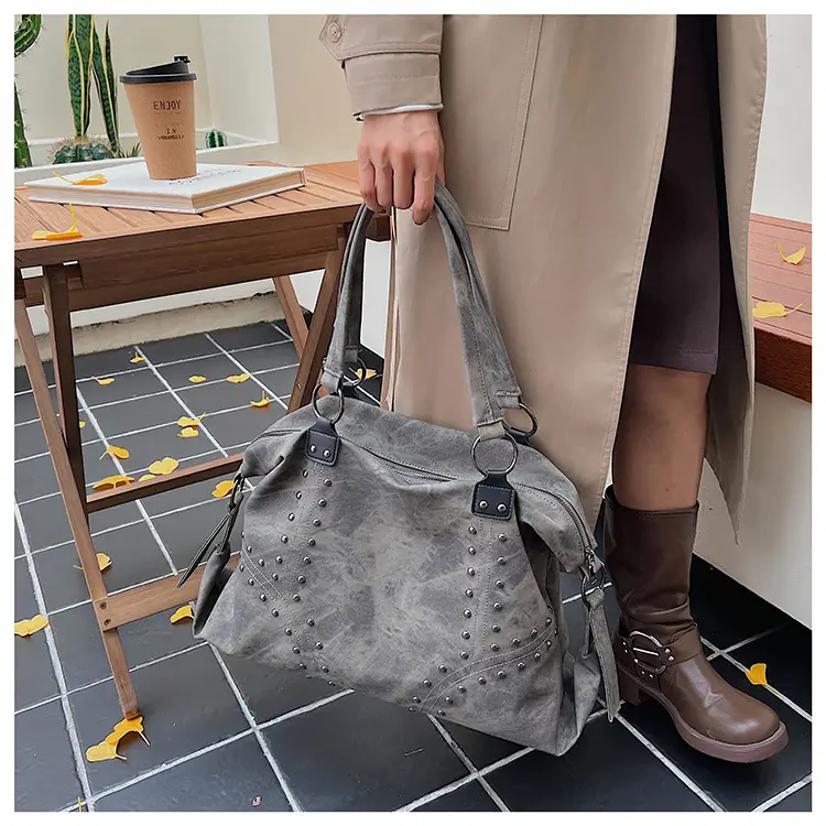 Women Rivet Bag Large Capacity Satchel Commuter Tote — feature 20