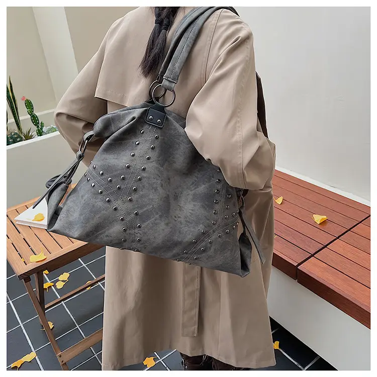 Women Rivet Bag Large Capacity Satchel Commuter Tote — feature 21