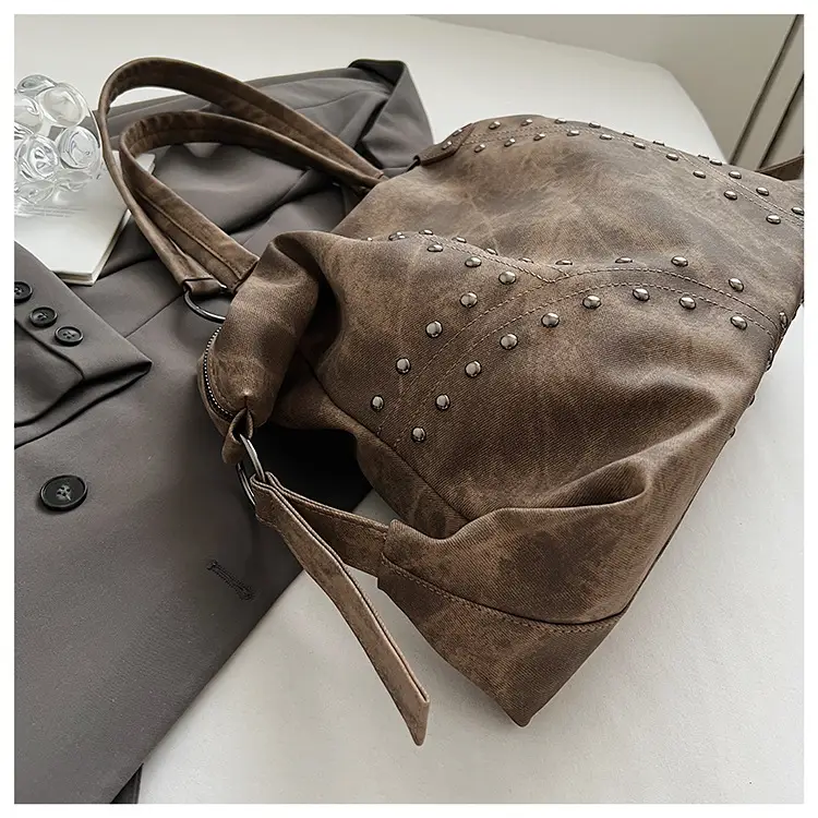 Women Rivet Bag Large Capacity Satchel Commuter Tote — feature 28