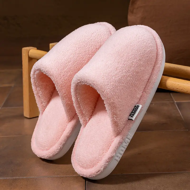Silent Soft-Soled Cotton Slippers for Women, Suitable for Spring, Autumn, and Winter, Indoor Non-Slip Home Use, Warm Winter Plush Slippers for Men - Image 2