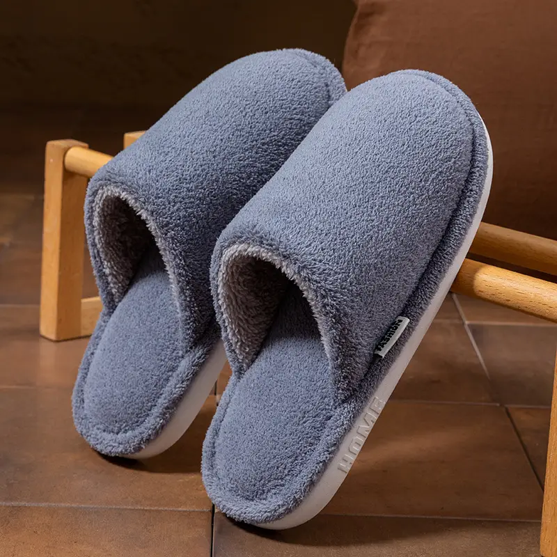 Silent Soft-Soled Cotton Slippers for Women, Suitable for Spring, Autumn, and Winter, Indoor Non-Slip Home Use, Warm Winter Plush Slippers for Men - Image 4