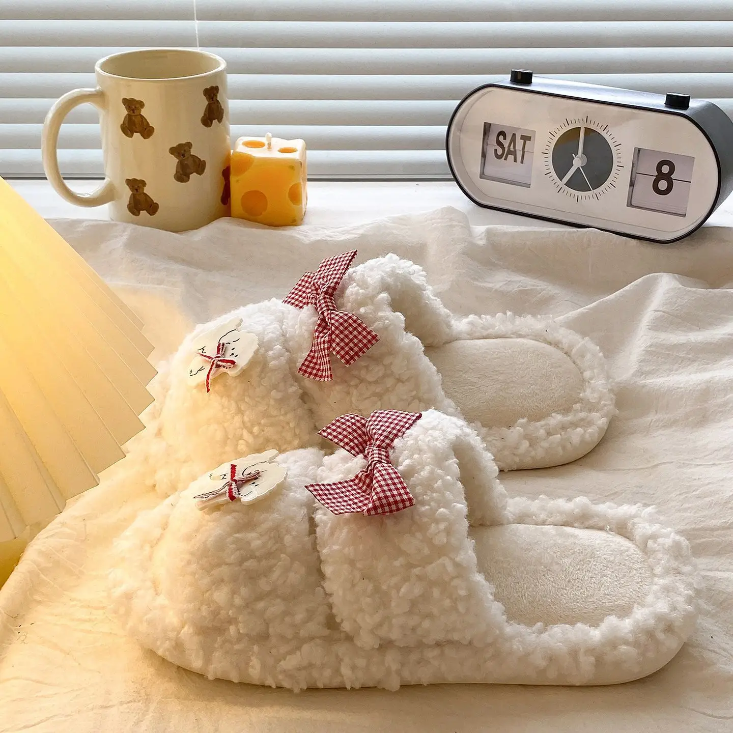 2025 Cotton Furry Slippers Cartoon Bow Warm Winter - Image 6