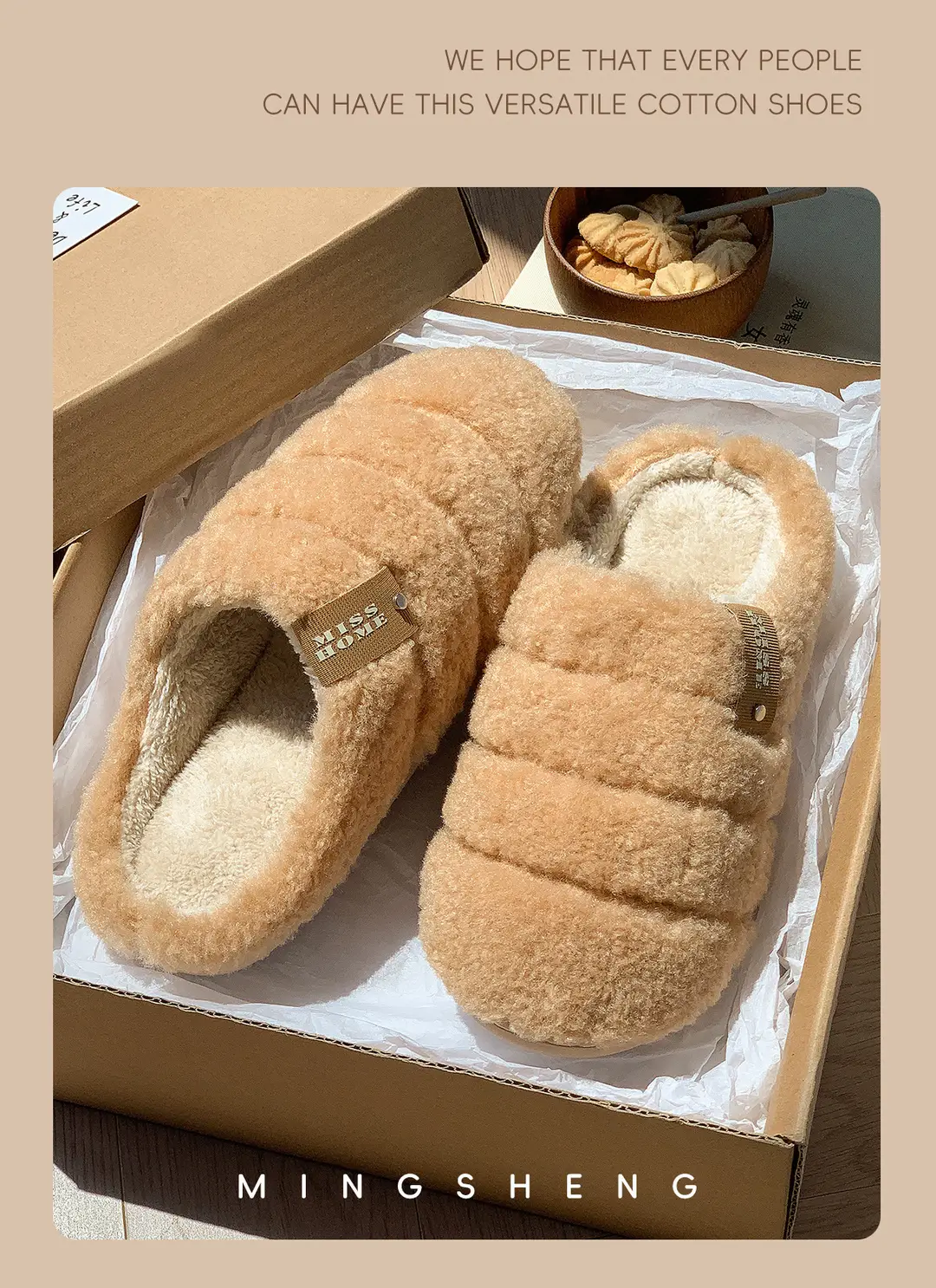 Mingsheng Cotton Slippers for Women at Home, Warm Thick Soles That Feel Like Stepping on Shit, 2025 Autumn and Winter New Furry Slippers for Men — feature 7