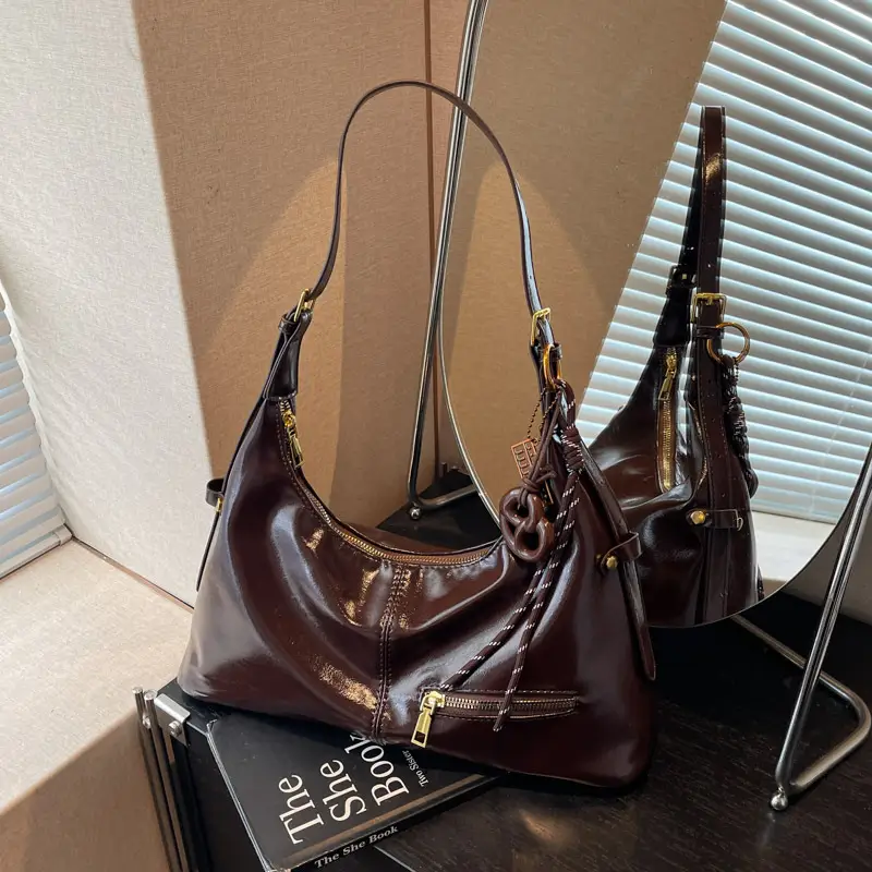 Vintage Red Leather Crossbody Bag for Women 2026