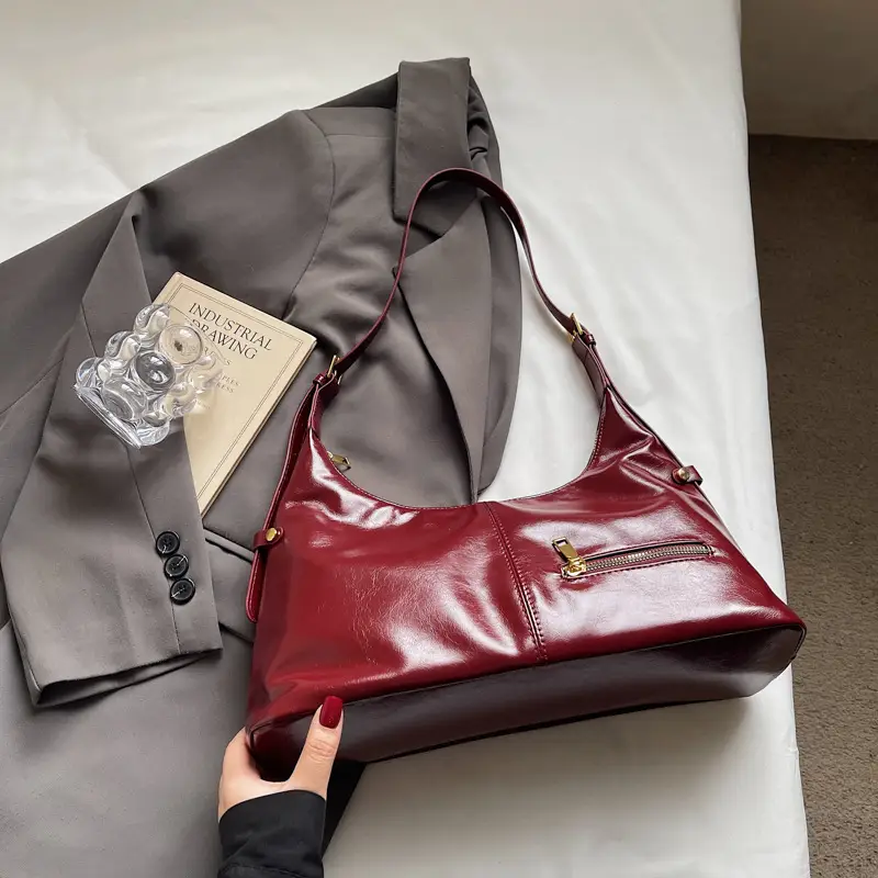 Vintage Red Leather Crossbody Bag for Women 2026