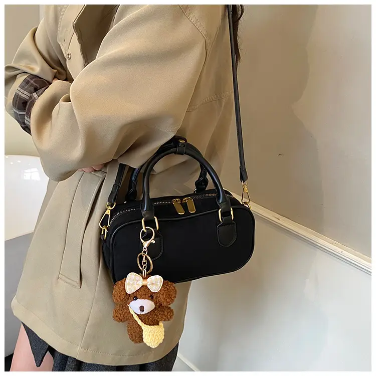 Brown Textured Shoulder Bag for Women Autumn Style — feature 14