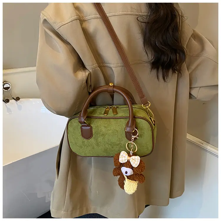 Brown Textured Shoulder Bag for Women Autumn Style — feature 18