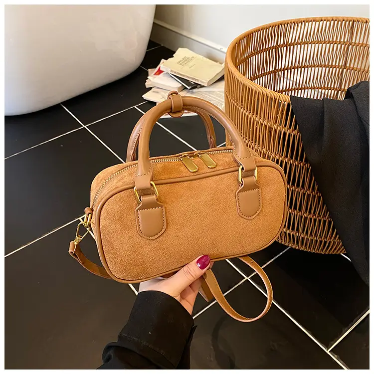 Brown Textured Shoulder Bag for Women Autumn Style — feature 20