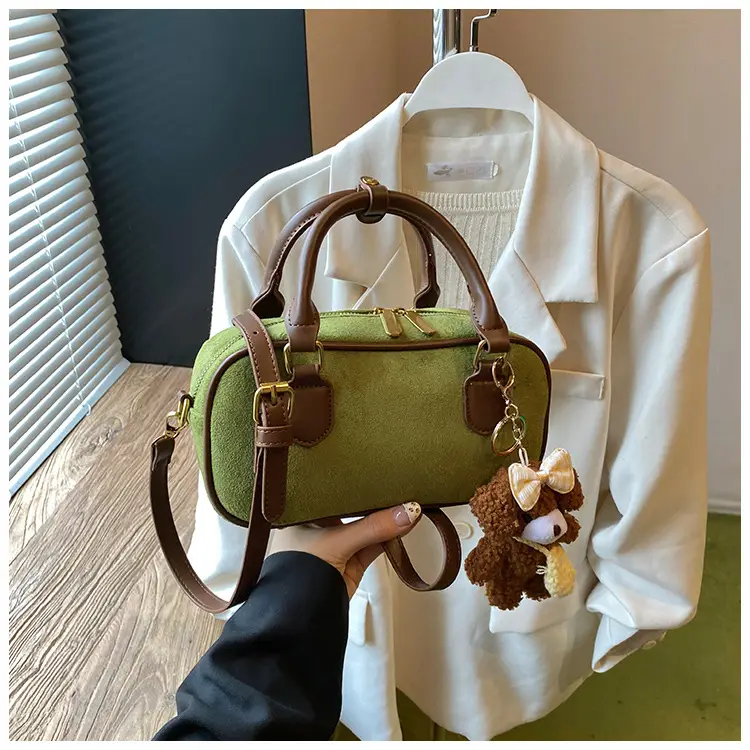 Brown Textured Shoulder Bag for Women Autumn Style — feature 23