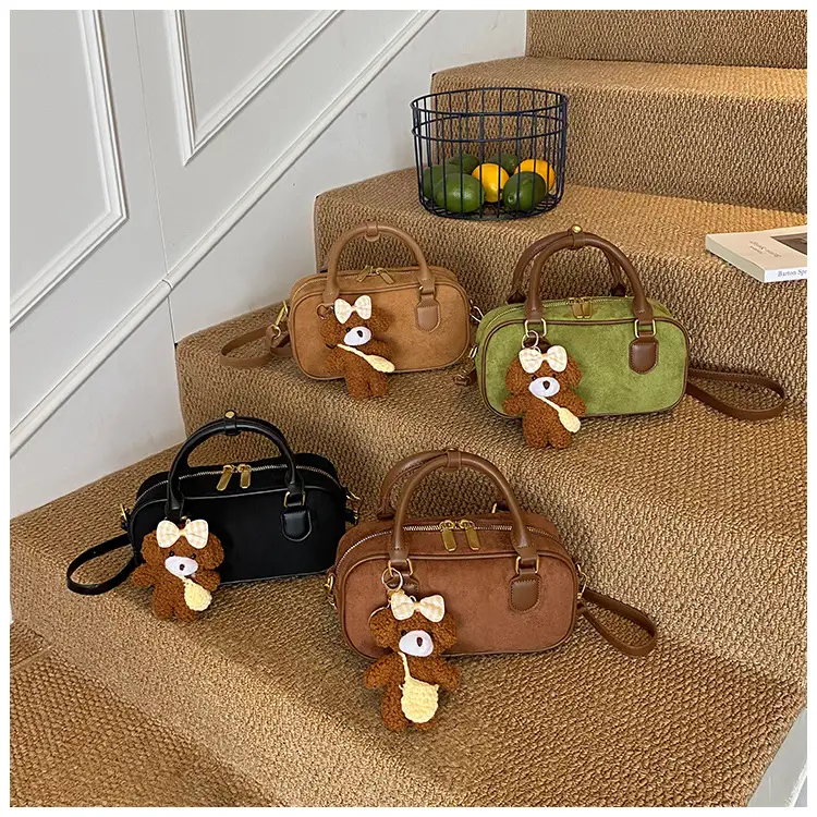 Brown Textured Shoulder Bag for Women Autumn Style — feature 24