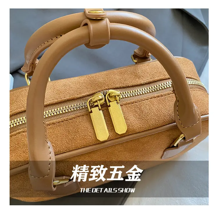 Brown Textured Shoulder Bag for Women Autumn Style — feature 3